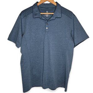 Kuhl AirKuhl Short Sleeve Polo Men Blue Texture Stripe Arm Logo L